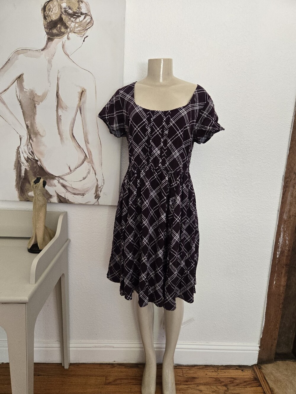 NWT Torrid Women's Purple Plaid Scoop-Neck Dress Size 0